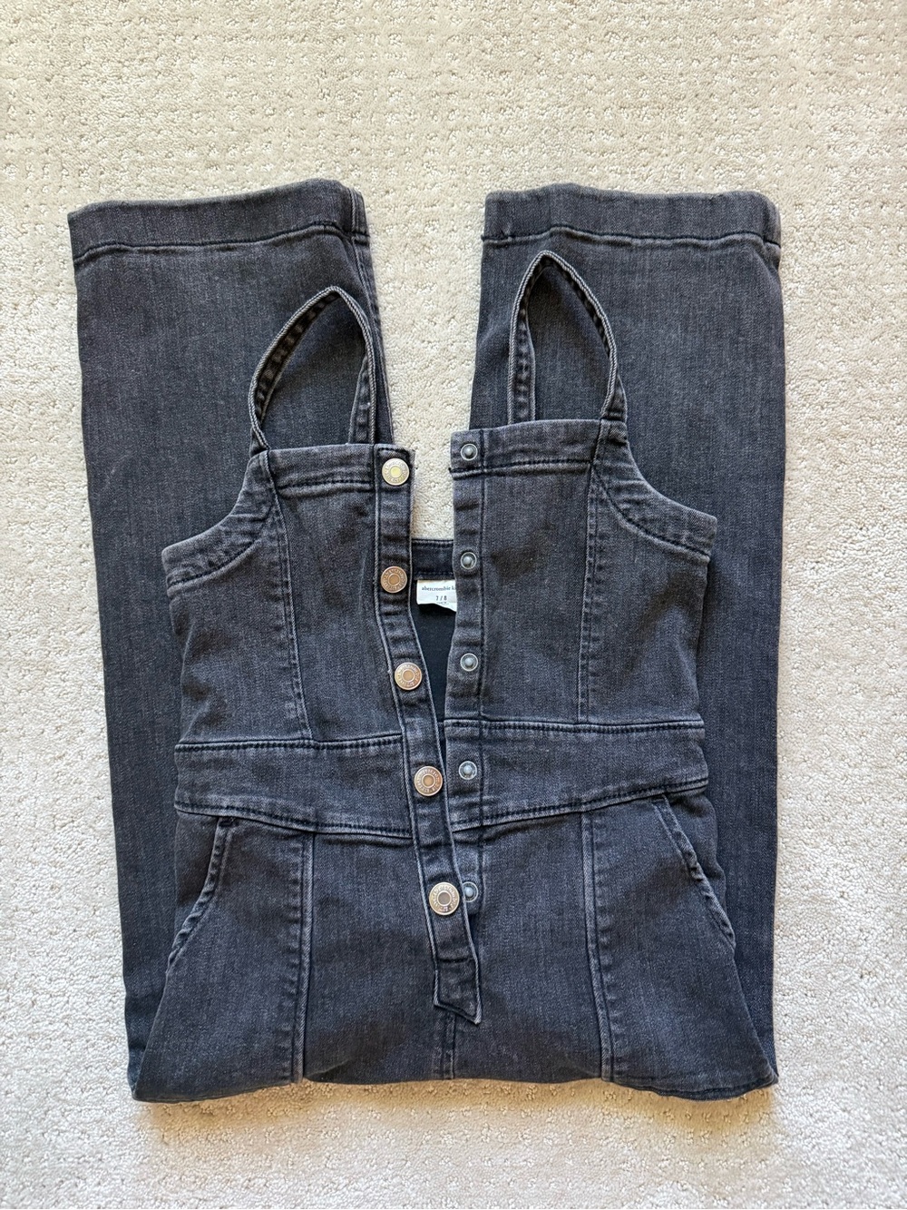 abercrombie kids Black Denim Overalls with Button Front